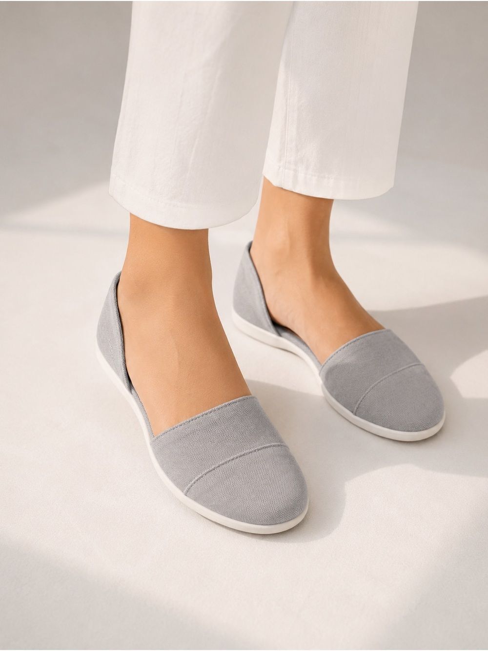 Rock & Candy Light Gray Canvas D'Orsay Flats